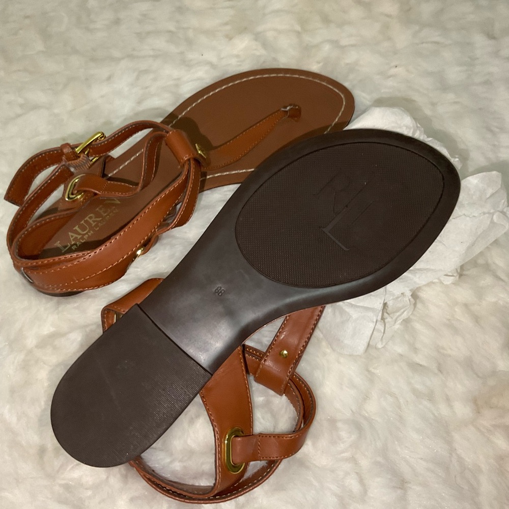 Ralph Lauren Brown Leather Sandals - Size US 8 Women - Picture 4 of 4